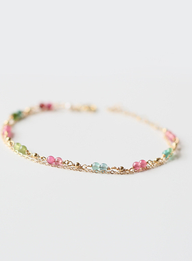 首饰碧玺14k包金注金设计师手链