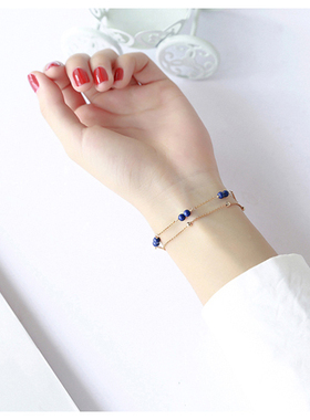 天然水晶手链女青金石14k包金