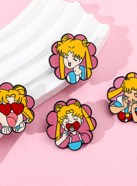 卡通金属美少女战士徽章胸针饰品
