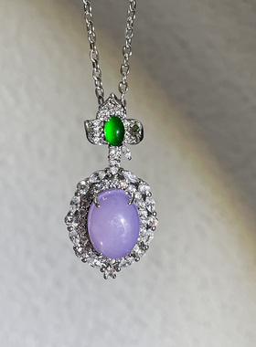 紫色水晶微镶锆石项链