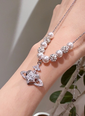 爱心锆石星球项链土星吊坠珍珠锁骨链女小众高级冷淡风百搭配饰女