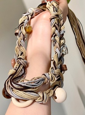 小众设计手工麻绳编织腰链散珠吊坠系带腰绳流行多功能配饰链项链