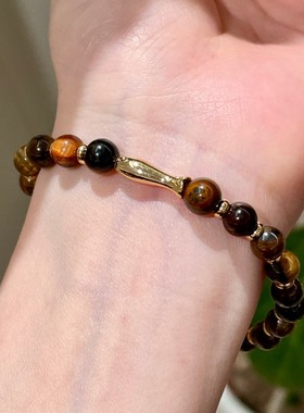 发财小黄鱼虎眼石串珠金鱼手链女2025年新款手串配饰轻奢精致手饰