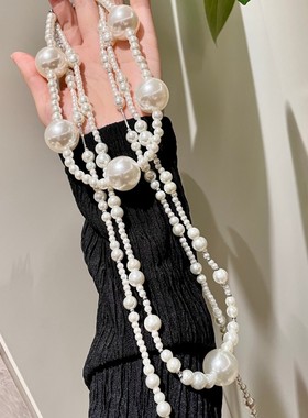 三层珍珠项链韩国时尚小众设计感锁骨链气质颈链高级感毛衣链配饰