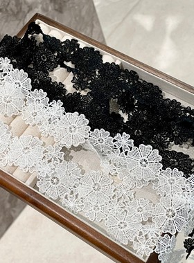 轻奢设计感气质时髦系脖领巾蕾丝绑发花边飘带长条丝巾女颈链项链