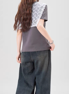 2025新款蕾丝花边丝巾女春季新款日系甜美可爱海军领披肩搭配衬衫