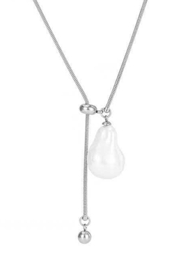 长款抽拉不规则巴洛克珍珠项链女轻奢小众高级感颈链可调节毛衣链