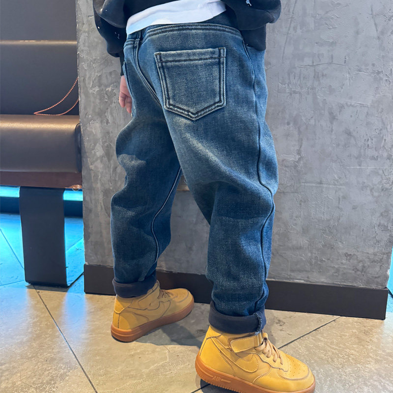 男童加绒牛仔小脚裤子童装萝卜裤2025冬季厚宝宝小中大儿童长裤潮,淘宝优惠券,粉丝福利购,淘宝优惠卷