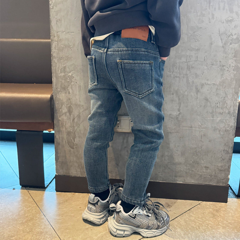 童装男童加绒牛仔小脚修身瘦版烟管裤子2025冬季宝宝简约儿童长裤,淘宝优惠券,粉丝福利购,淘宝优惠卷