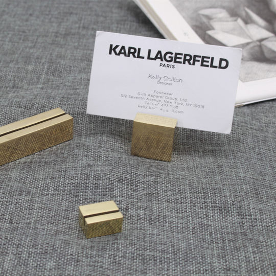 Brass label holder desktop card photo message