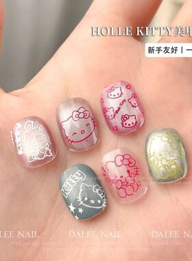 小颖美甲印花钢板kt猫咪模板模具印章印花油粉红KT猫转印钢板