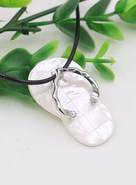 人字拖项链油菜花白贝天然皮绳女