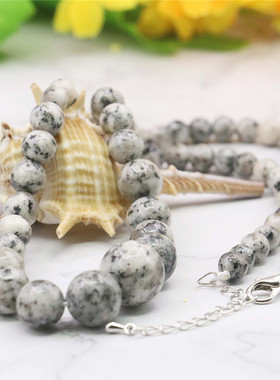 6-14mm天然斑点石圆珠塔珠项链 塔链项链 女款玉石项链饰品礼物