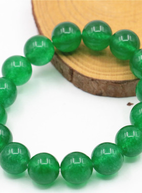 天然绿色马来玉髓手链玉石手串