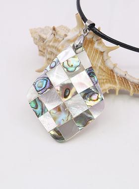 菱角项链油菜花贝壳白贝皮绳女