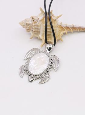 油菜花贝壳天然皮绳女乌龟款项链