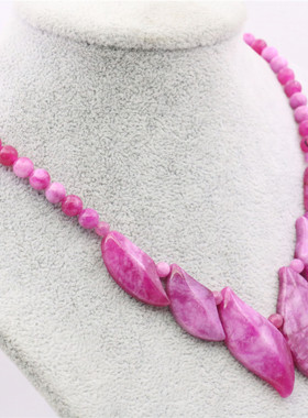 6-14mm圆珠叶子搭珠天然石项链