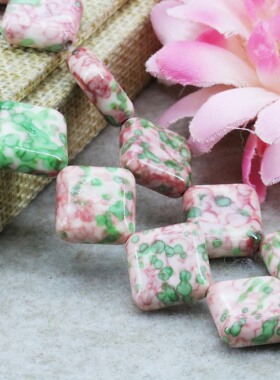 油菜花雨花石粉绿色散珠饰品串珠