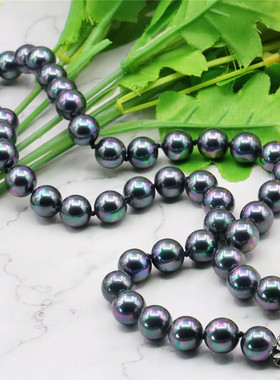 天然贝壳幻彩网状珍珠项链