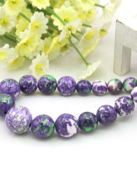 油菜花雨花石圆珠塔链女紫绿项链