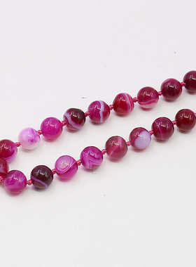 油菜花玛瑙玉石圆女天然项链玫红