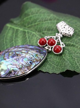 diy幻彩天然鲍鱼贝项链挂件吊坠