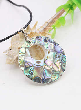 油菜花母贝贝壳皮绳女圆环天挂坠