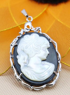 夸张天然鲍鱼贝颈链浮雕挂件吊坠