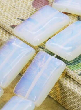 18x25mm方形白色蛋白石散珠子 优质欧泊DIY手工项链手链配件女