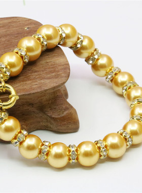 diy金色玻璃水晶饰品珍珠手链