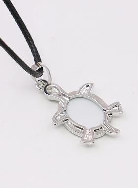 乌龟项链油菜花鲍鱼贝壳皮绳女黑