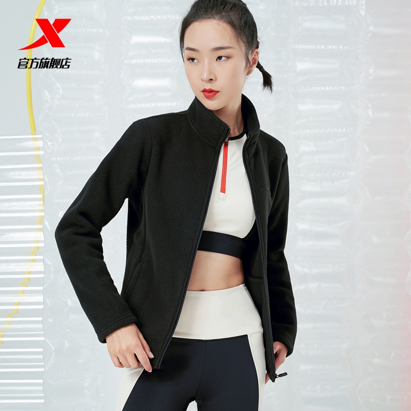 凑单63！特步加绒外套女款秋冬加厚