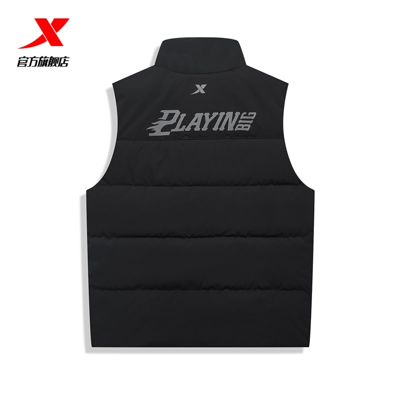 特步男士羽绒马甲2025秋冬新时尚休闲保暖宽松立领保暖夹克外套 - 图2