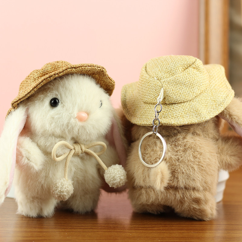 网红可爱小兔子毛绒玩具挂件田园兔子公仔挂饰带帽小兔包包小挂饰,淘宝优惠券,粉丝福利购,淘宝优惠卷