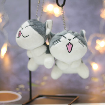 Cute kitten cheese cat plush key pendant ຄູ່ລົດ keychain keychain bag hanging jewelry