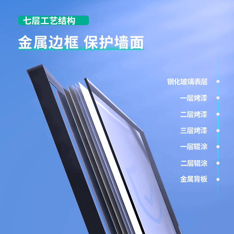 得力钢化玻璃办公室会议磁性记事板 得力迅友白板