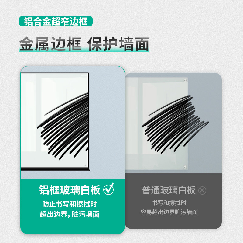 得力铝框玻璃120*90公司会议墙贴 得力迅友白板