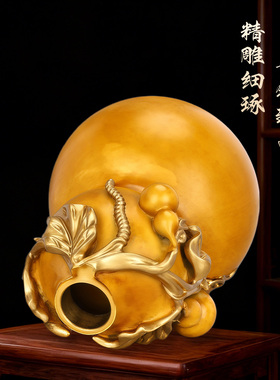 中式铜葫芦摆件开口招财五福临门