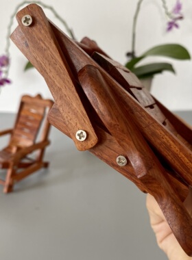 红木躺椅小椅子微缩家具模型趣味摆件手机支架懒人手机架可折叠