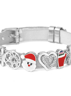DIY圣诞老人串珠手链 10mm手表带手链女新款爱心饰品