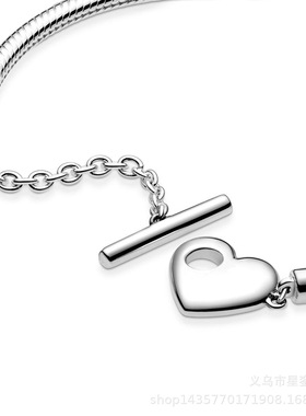 金色银色玫色心形T字扣蛇骨链手链时尚百搭铜手链饰品DIY基础手链