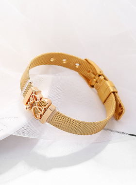 新diy串珠LOVE字母情侣手链欧洲魅力时尚不锈钢表带手镯工厂直销