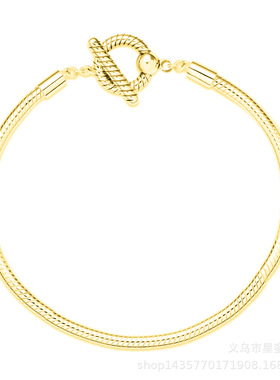 金色银色玫瑰金色圆形T字扣蛇骨链手链基础3mm铜手链DIY时尚配件