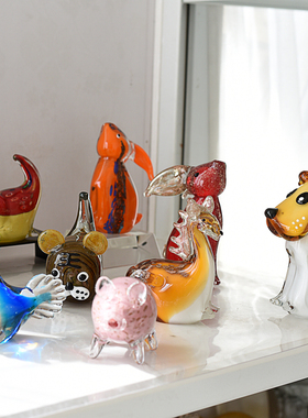 外贸出口琉璃装饰品摆件属相鼠龙羊狗猪兔马牛虎鸡纯手工家居