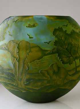 中古葛蕾彩色玻璃花瓶瑕疵品