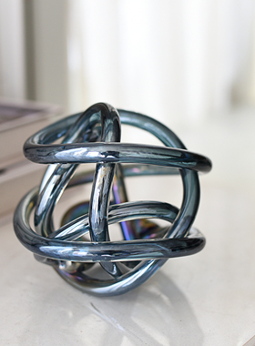 508绿色玻璃扭结麻团摆件