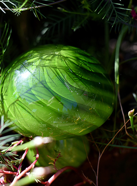 外贸出口绿色琉璃蘑菇装饰品摆件花房园艺人工吹制工艺品