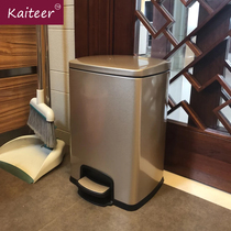 Kitchen Large Size Stainless Steel Trash Can Home Office With Lid Living-room Pedaled Light Lavish Luxury Hotel Hygienic