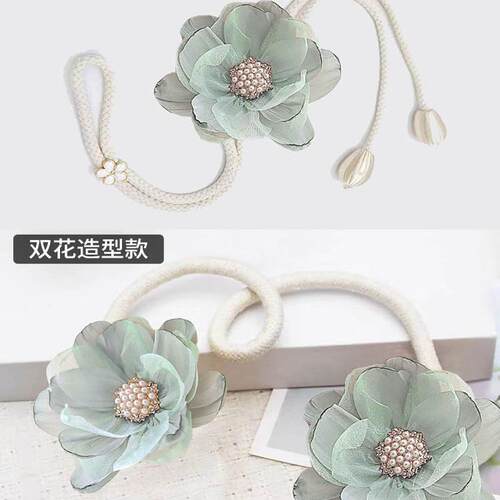 窗帘绑带轻奢高档扎束带装饰配件纱帘固定夹子挂钩蝉翼花装饰扣环 - 图1