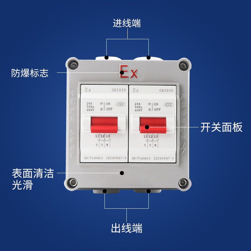 BPZ30 防爆空气开关 20A一开二开三开 防爆断路器 防爆空开1K2K3K - 图3